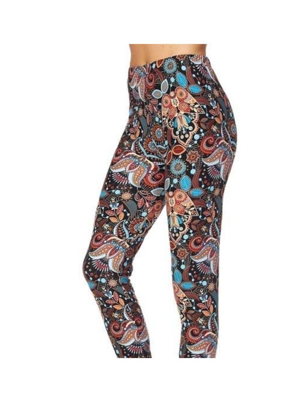 LEGGINGS DEPOT Multi Color Fall leaves Full Length Leggings Size 12 NWT